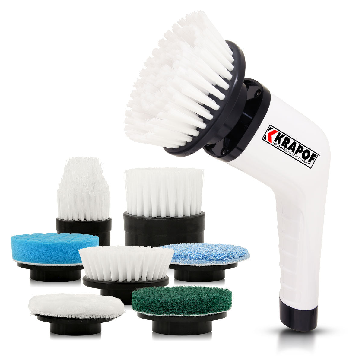 KRAPOF® Electric Cordless Tough Scrubber Excel with 7 Heads